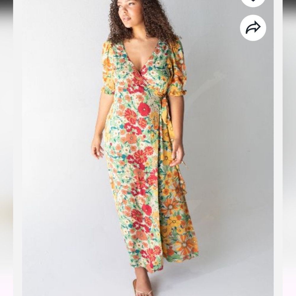 SOPHIA NATURAL LIFE MAXI FLORAL WRAP DRESS NWT SIZE MEDIUM - Picture 2 of 15